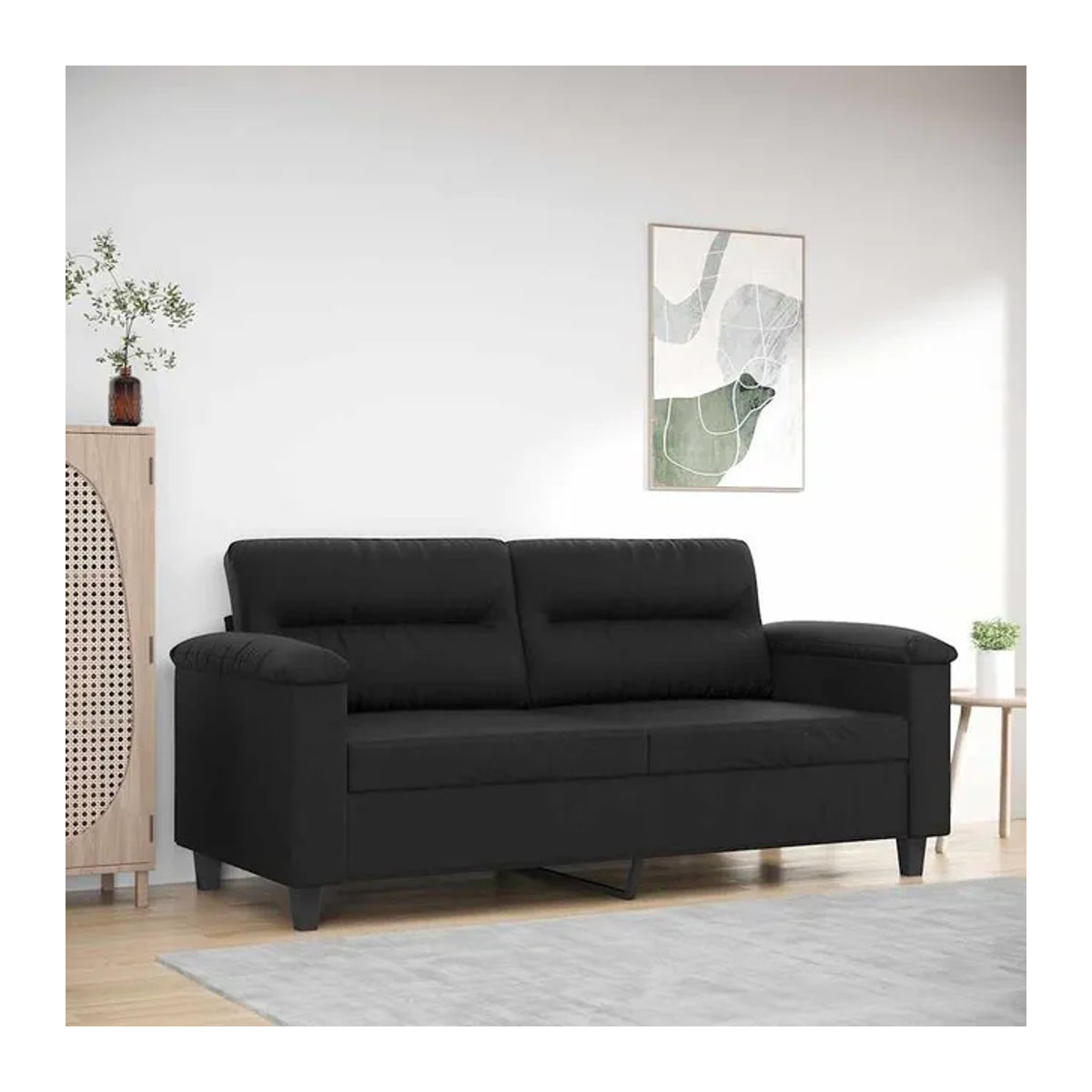 Vidaxl 2-Sitzer Sofa Modern in Schwarz aus Kunstleder und Metall, Breite: 140 cm - Bild 1