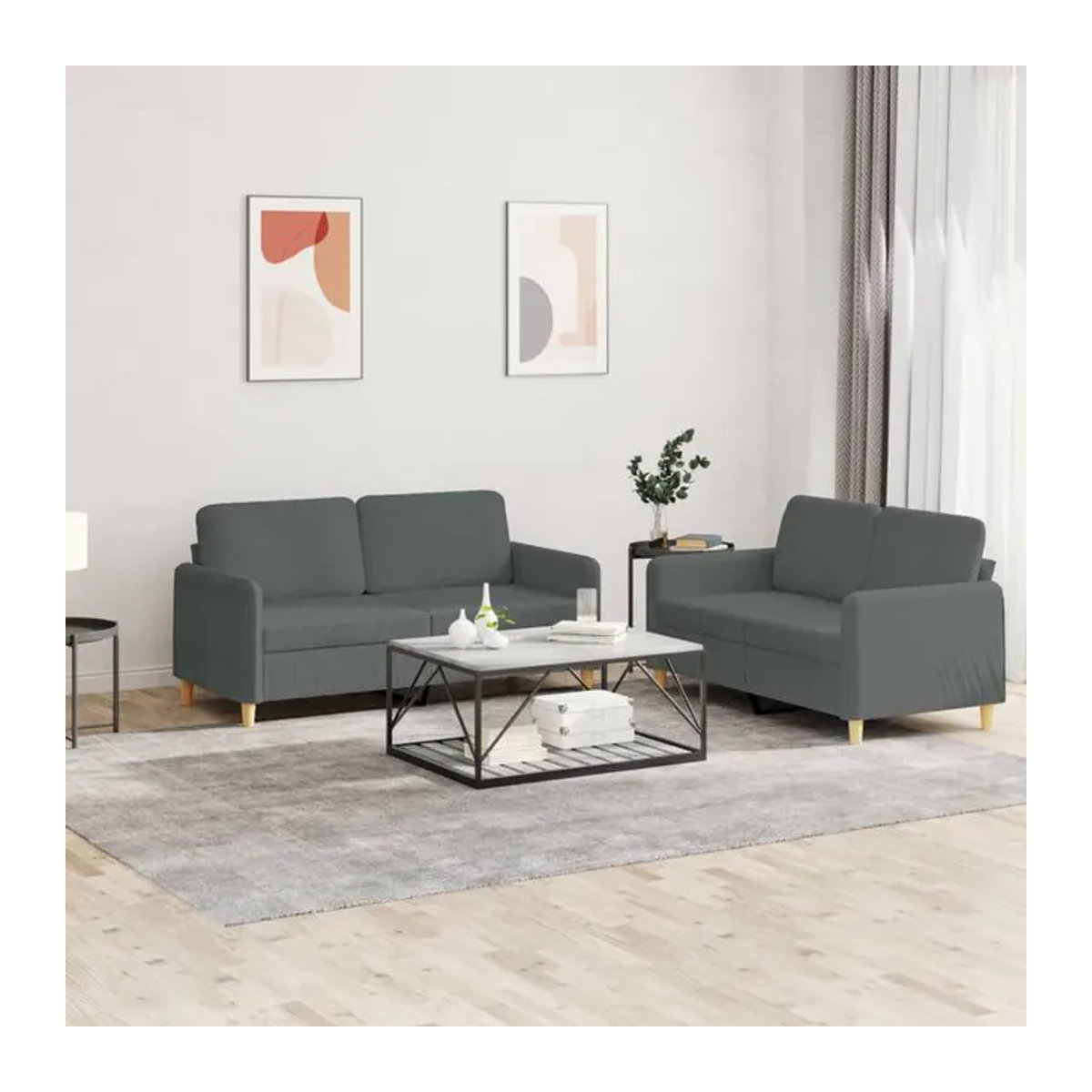 Vidaxl 2-teiliges Lounge-Set aus Stoff in Anthrazit und Grau im modernen Design - Bild 1