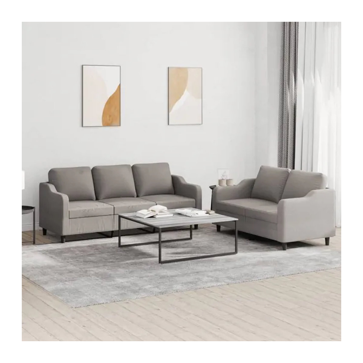 Vidaxl 2-teiliges Lounge-Set mit Kissen in Taupe meliert und Grau aus Stoff im modernen Design - Bild 1