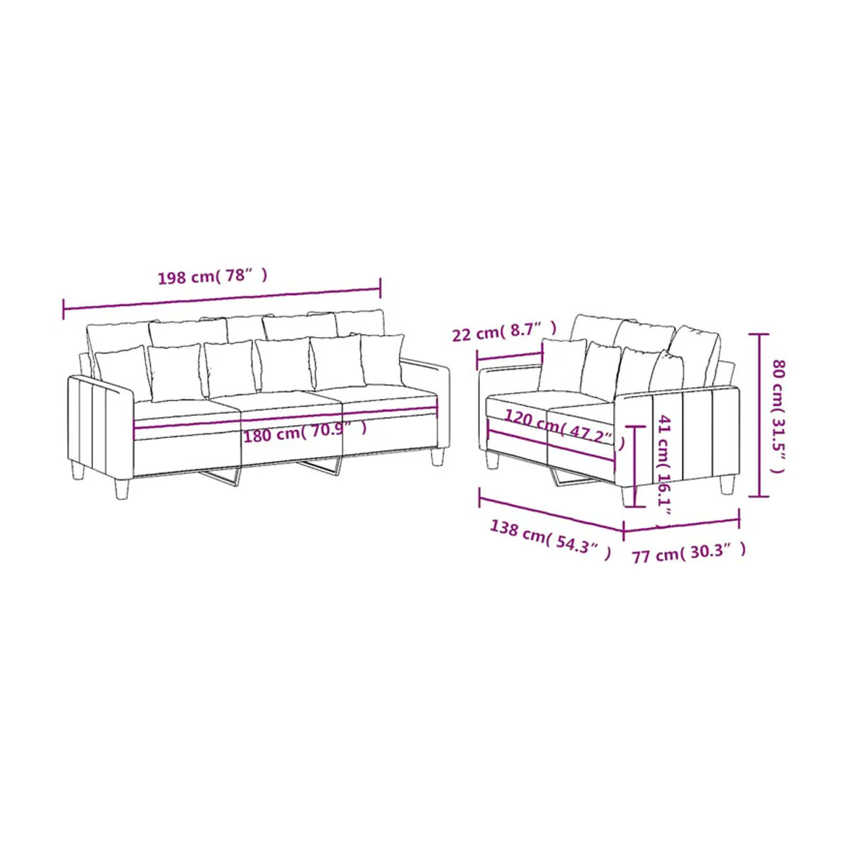 Vidaxl 2-teiliges Lounge-Set mit Stoffbezug in Schwarz für moderne Loungemöbel - Bild 1