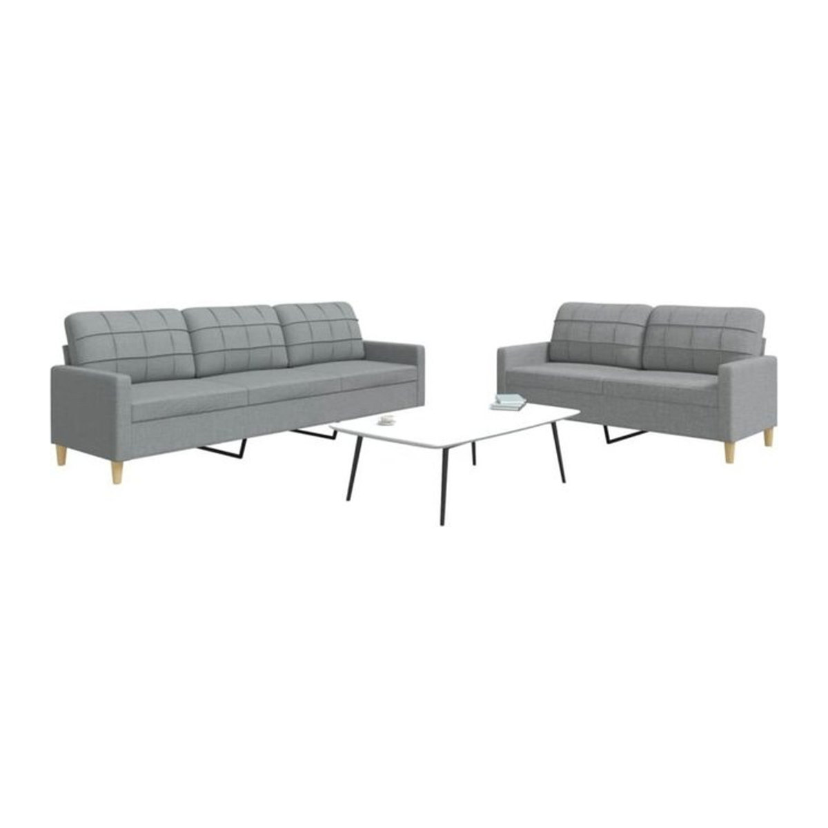 Vidaxl 2-tlg. Sofagarnitur Modern in Grau aus Stoff und Metall - Bild 1