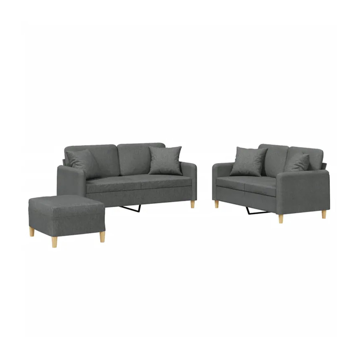 Vidaxl 3-Sitzer Entspannungsgarnitur mit Kissen in Anthrazit und Grau aus Stoff im modernen Design - Bild 3