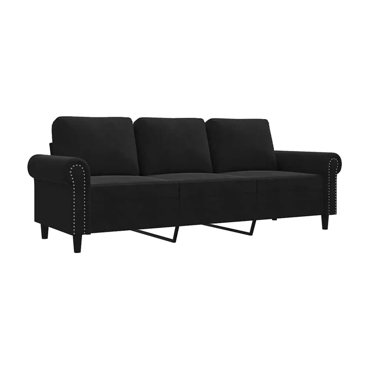 Vidaxl 3-Sitzer-Sofa aus Samt in Schwarz mit Metallgestell, Breite: 180 cm - Bild 2