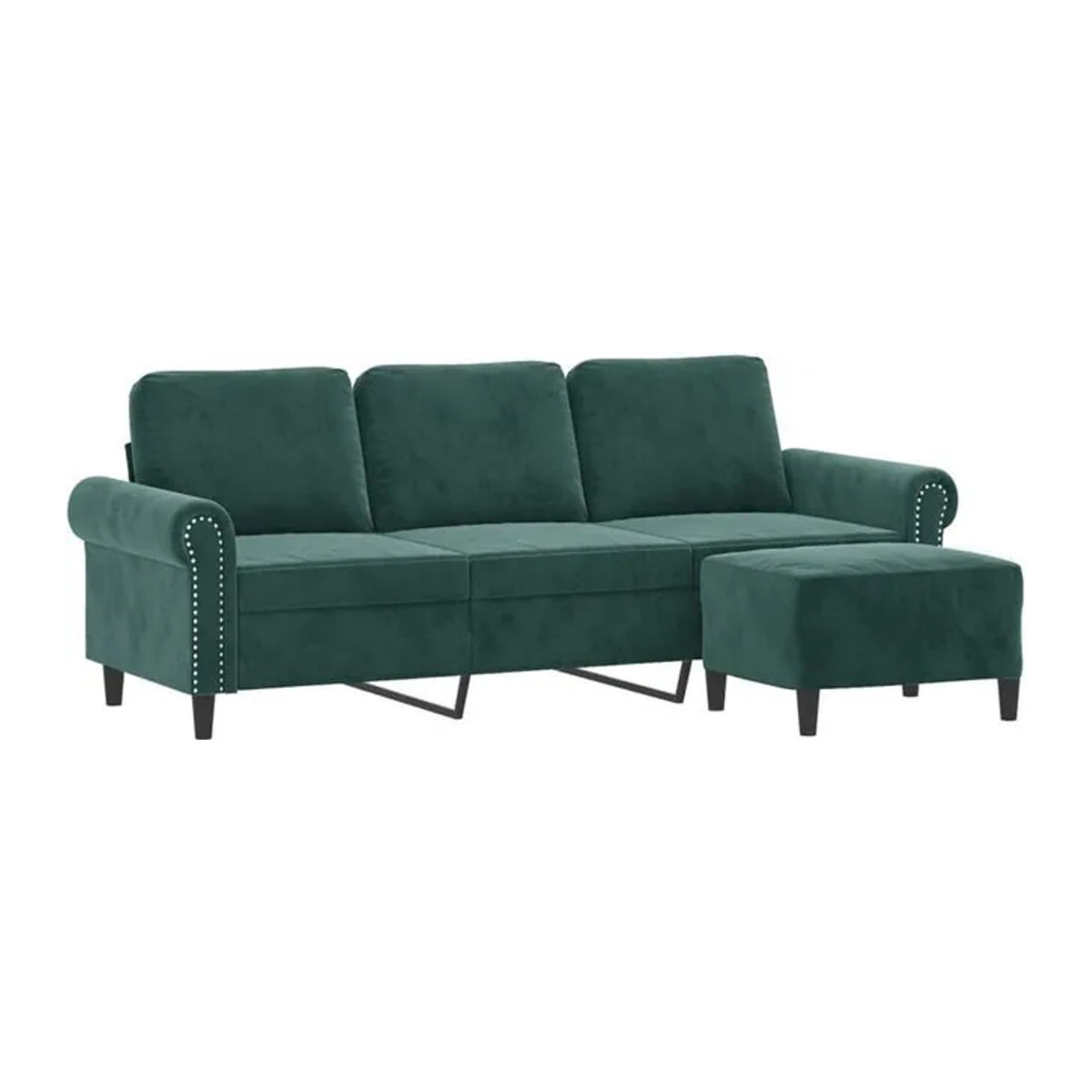 vidaxl 3-Sitzer-Sofa mit Hocker in Dunkelgrün aus Samt - Bild 1