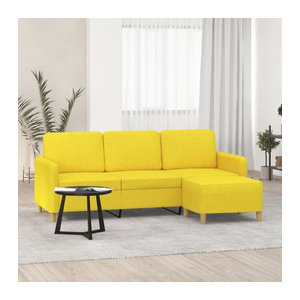 Vidaxl 3-Sitzer-Sofa mit Hocker in Gelb aus Stoff und Metall im modernen Design, Breite: 180 cm