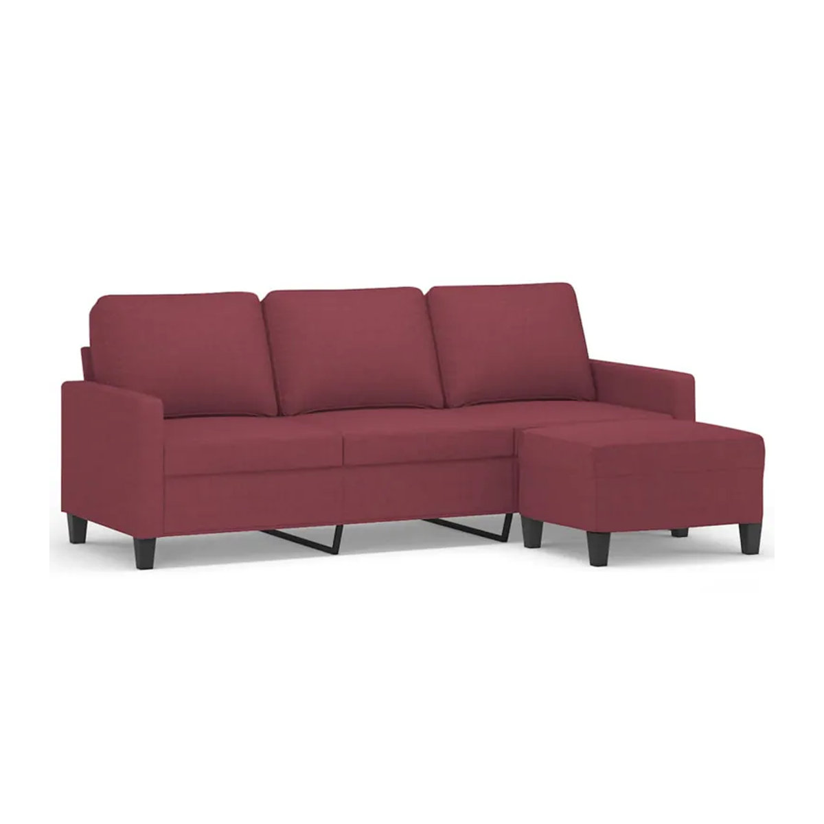 Vidaxl 3-Sitzer Sofa mit Hocker in Rot aus Stoff, Modern, Breite: 180 cm - Bild 2