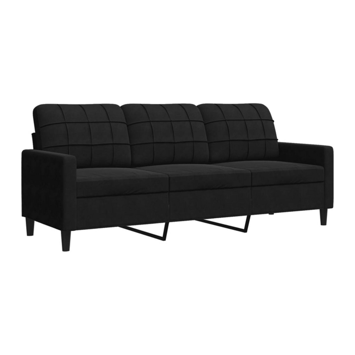 Vidaxl 3-Sitzer-Sofa Modern in Schwarz aus Samt und Metall mit einer Breite von 180 cm - Bild 1