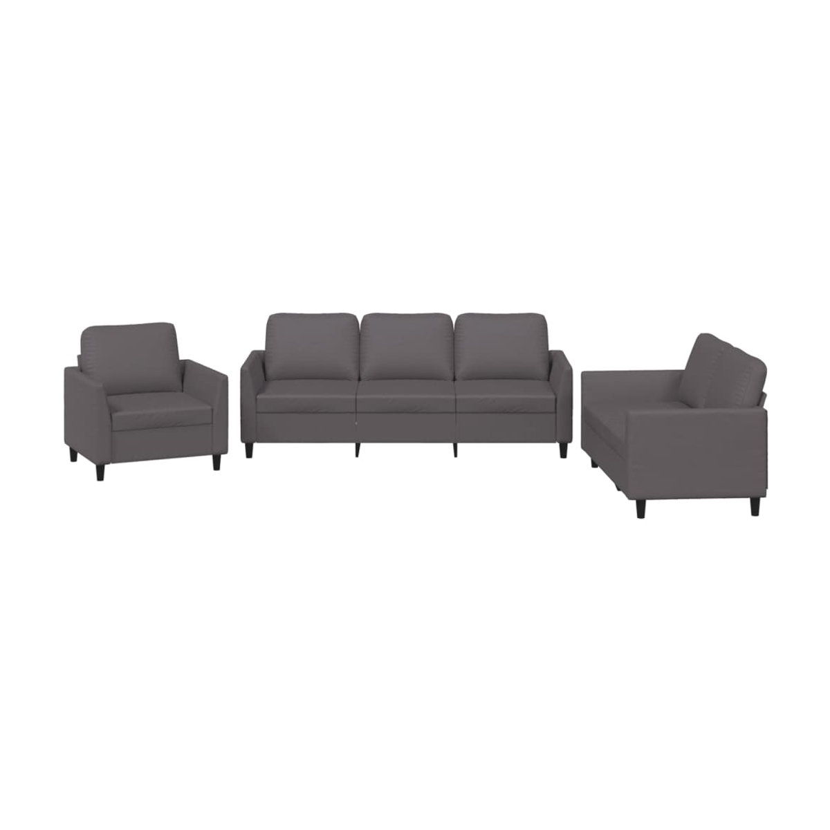 Vidaxl 3-Sitzer Sofa-Set mit Kissen in Grau aus Kunstleder im modernen Design - Bild 2