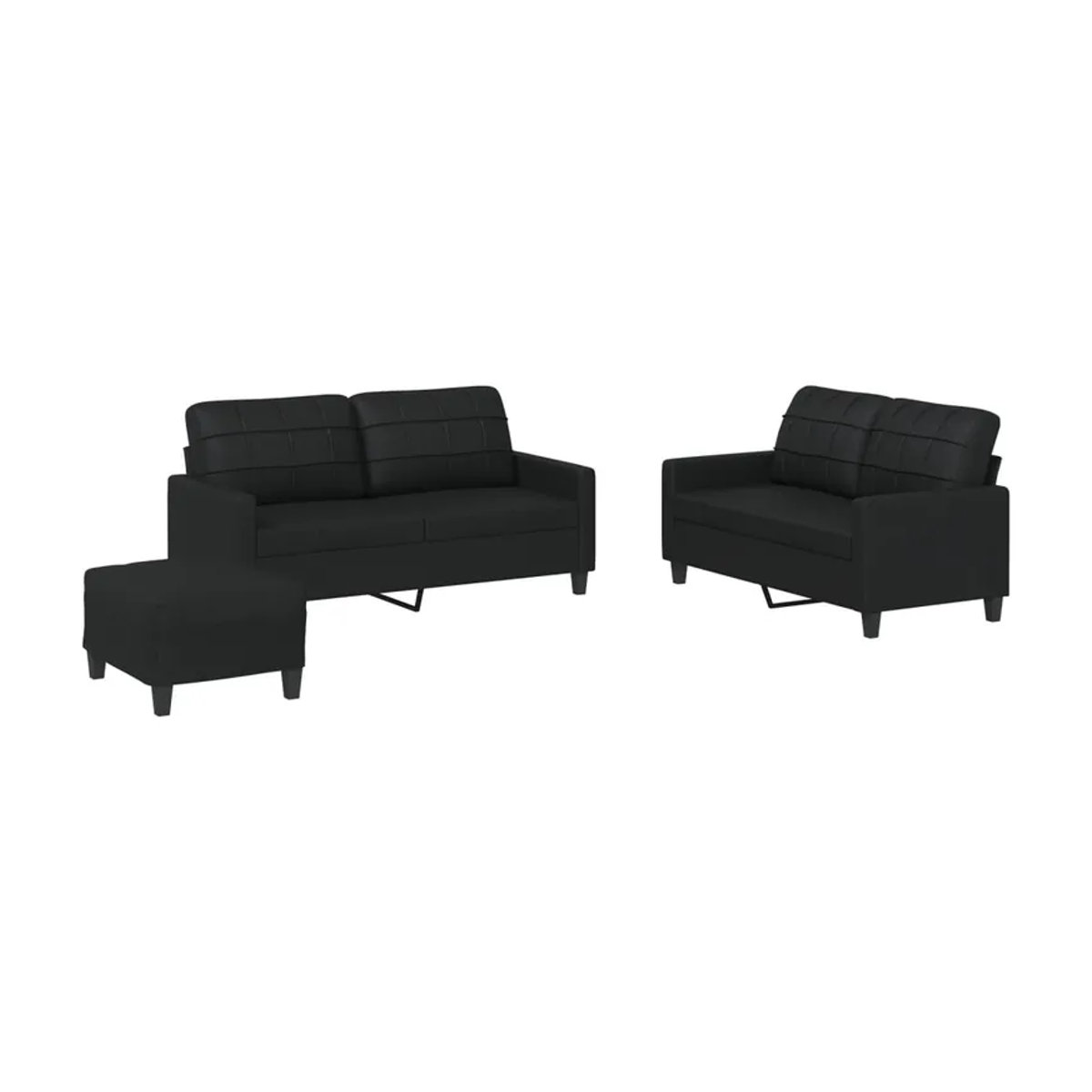 Vidaxl 3-Sitzer Sofa-Set mit Kissen in Schwarz aus Kunstleder im modernen Design - Bild 3