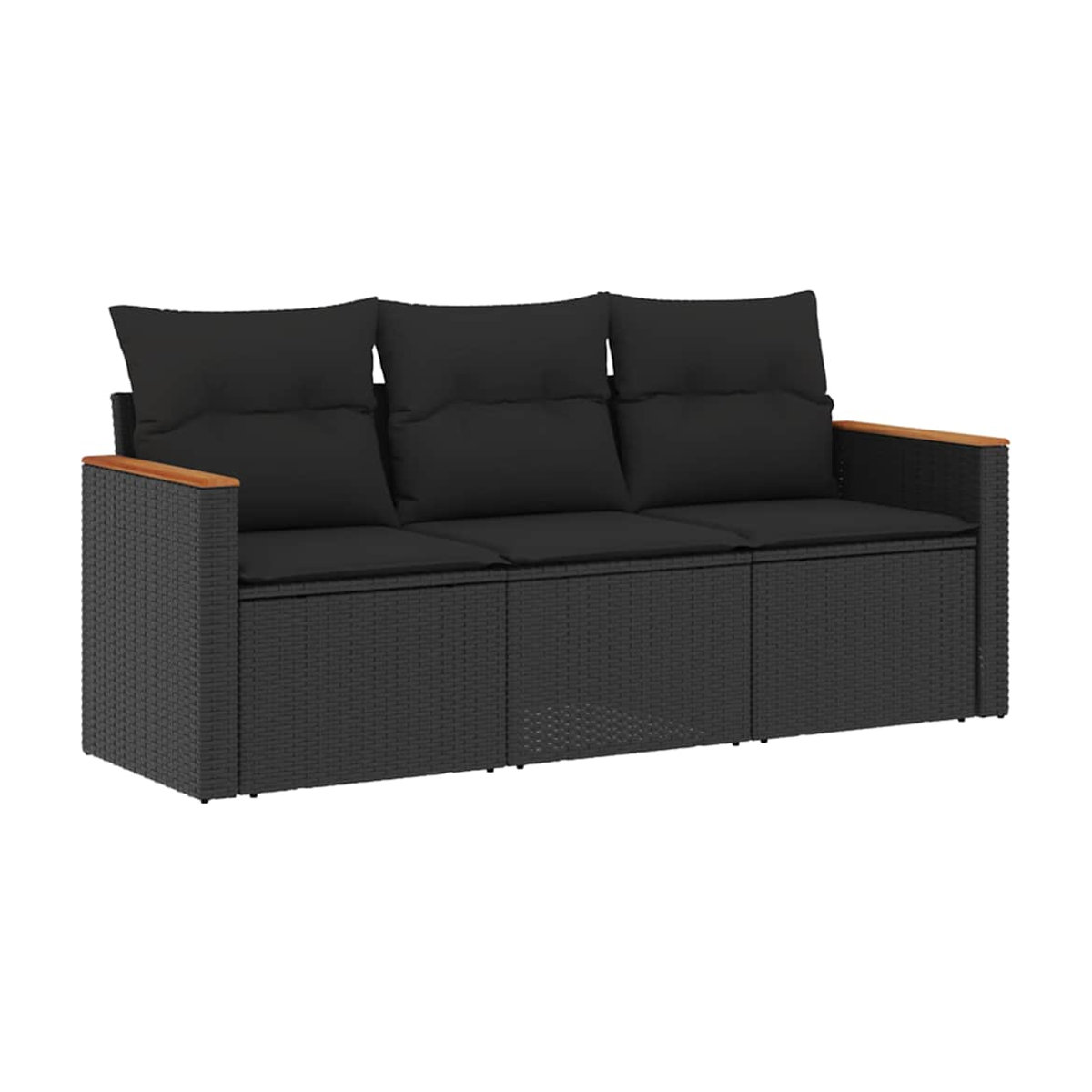 Vidaxl 3-teilige Garten-Sitzgruppe aus schwarzem PE-Rattan mit Kissen im modernen Design - Bild 2