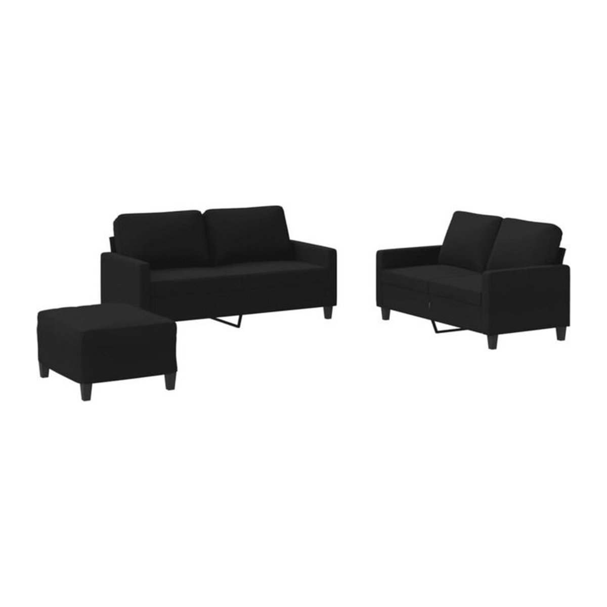 Vidaxl 3-teilige Sofagarnitur in Schwarz aus Stoff und Metall im modernen Design - Bild 1