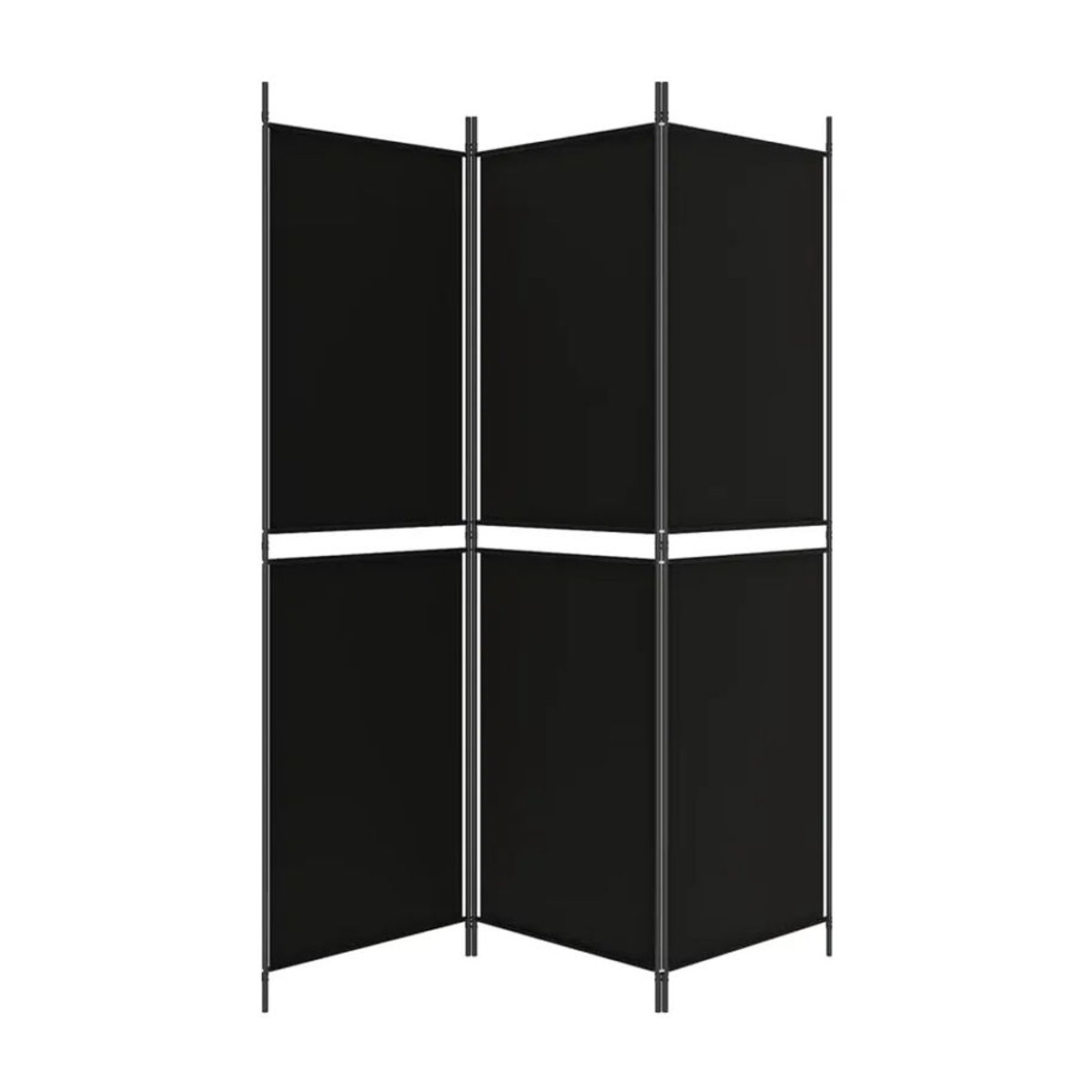 VIDAXL 3-teiliger Sichtschutz Raumteiler aus Textil in Schwarz, faltbar und minimalistisch, B/H: 150 x 180 cm - Bild 3