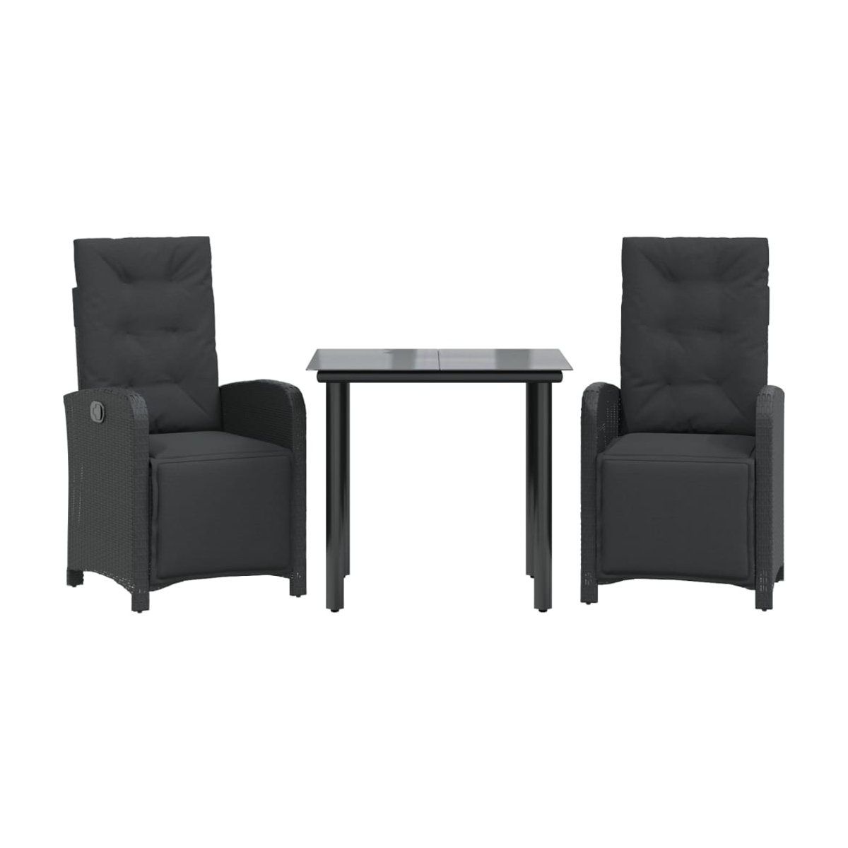 Vidaxl 3-teiliges Bistro-Gartenmöbel-Set aus Polyrattan mit Kissen, Schwarz - Bild 2