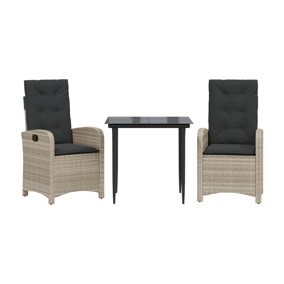 Vidaxl 3-teiliges Gartenmöbel-Set aus grauem Polyrattan mit Kissen - Bild 2