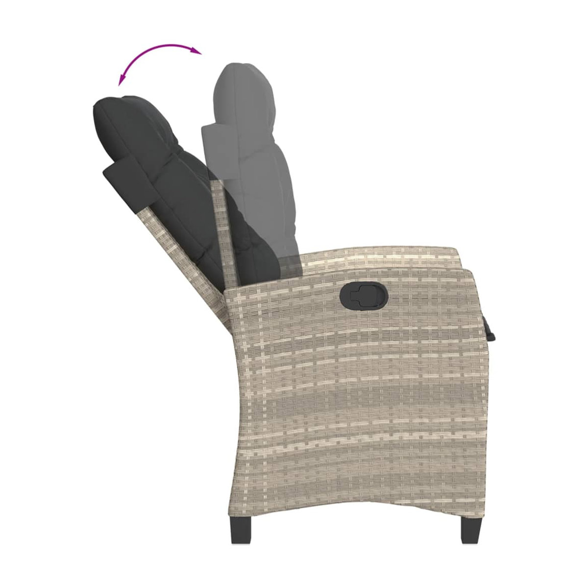 Vidaxl 3-teiliges Gartenmöbel-Set aus grauem Polyrattan mit Kissen und Glastisch - Bild 3