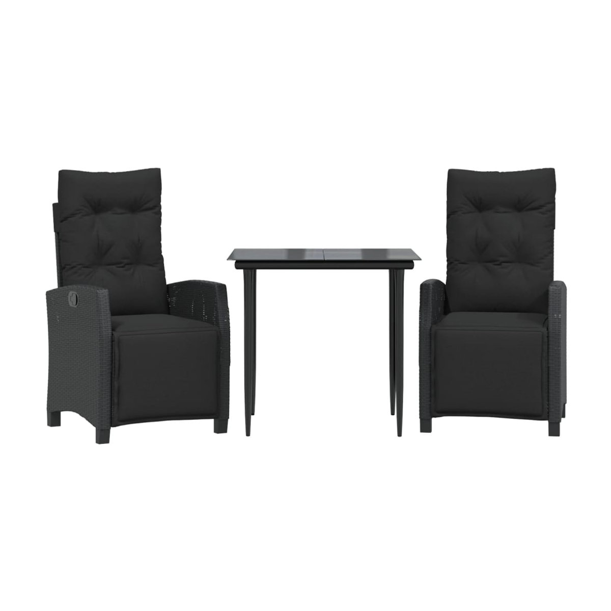 Vidaxl 3-teiliges Gartenmöbel-Set aus PE-Rattan mit Kissen und Glastisch in Schwarz - Bild 3