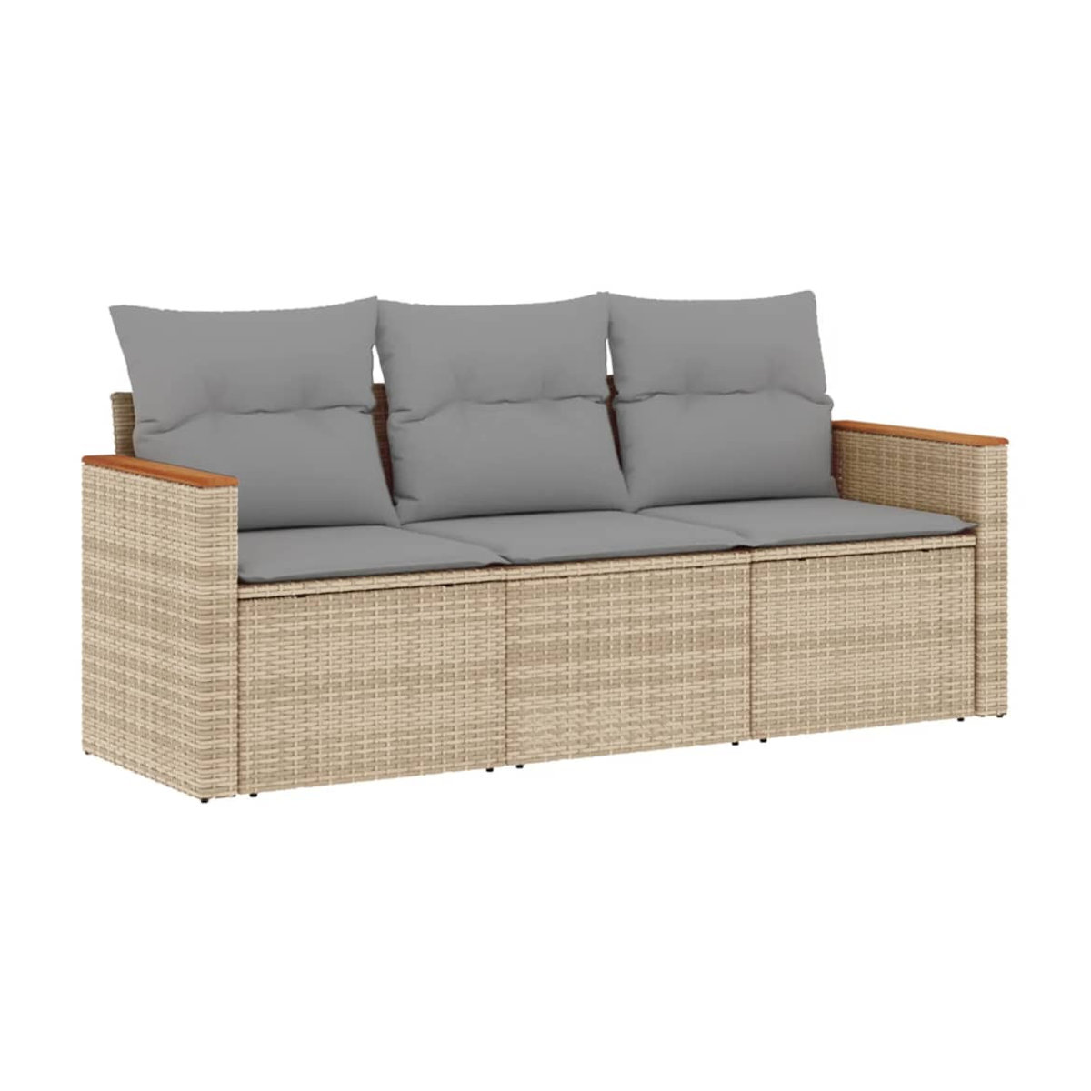 Vidaxl 3-teiliges Gartenmöbel-Set aus Polyrattan mit Kissen in Beige - Bild 2
