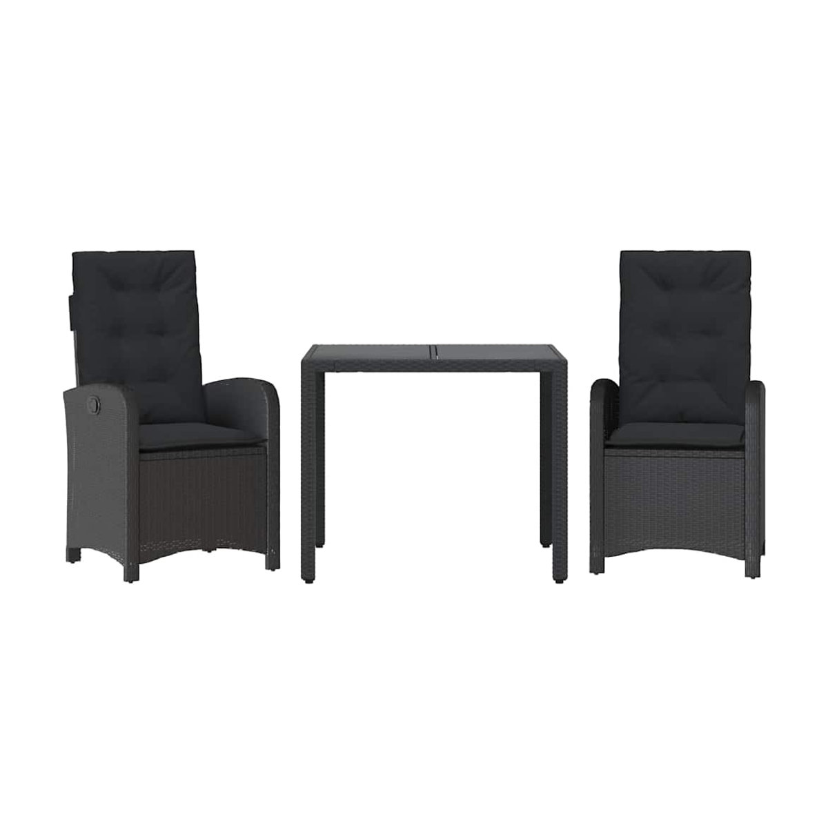 Vidaxl 3-teiliges Gartenmöbel-Set aus Polyrattan mit Kissen in Schwarz im modernen Design - Bild 3