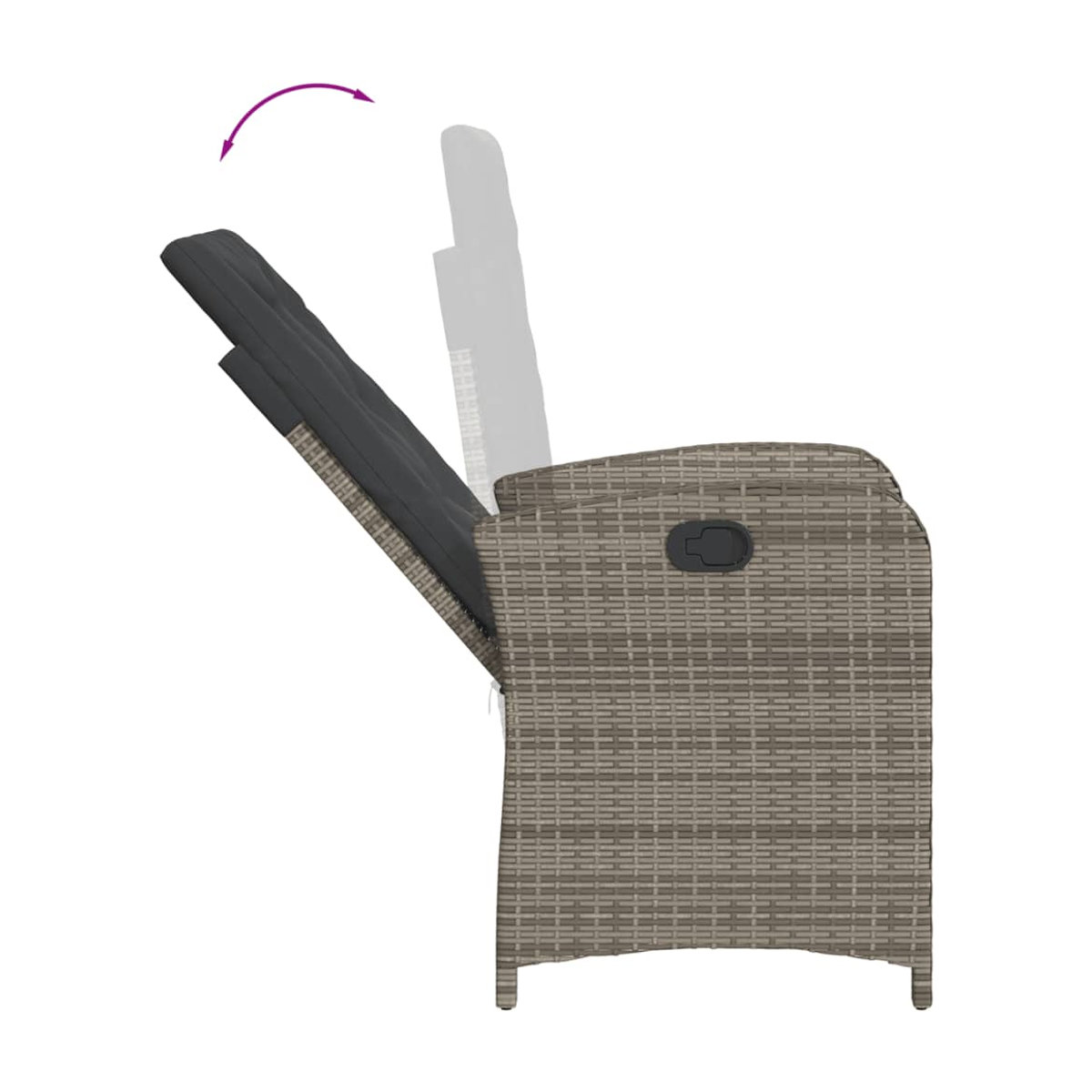 Vidaxl 3-teiliges Gartenmöbel-Set aus Polyrattan mit Kissen und Glas in Grau - Bild 2