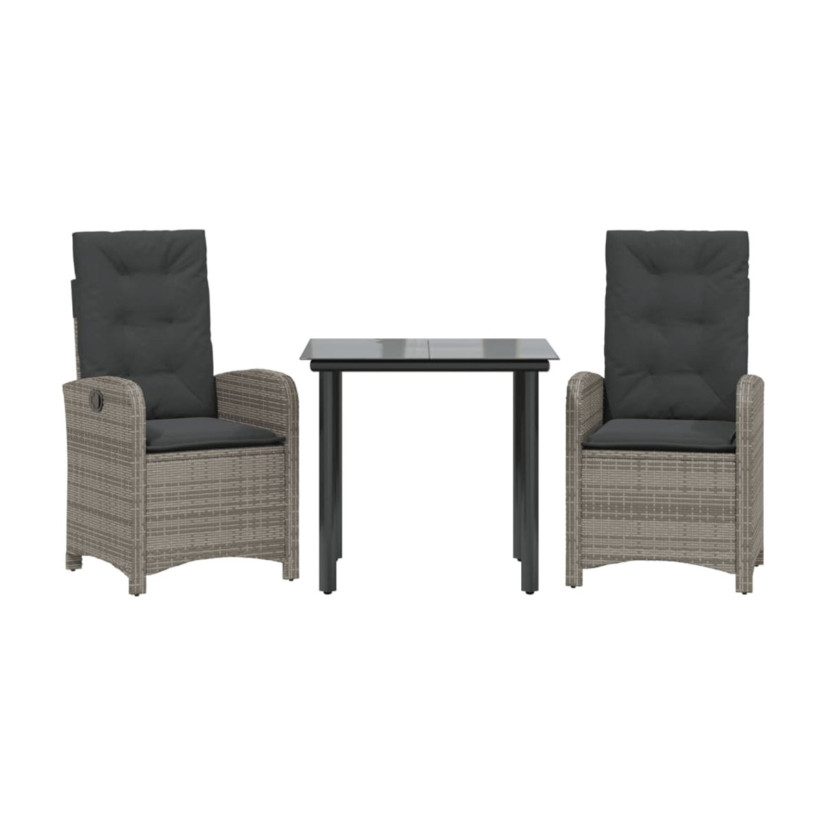 Vidaxl 3-teiliges Gartenmöbel-Set aus Polyrattan mit Kissen und Glas in Grau - Bild 3