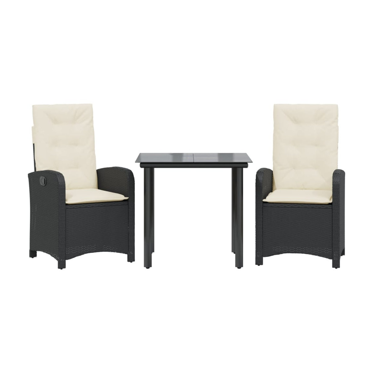 Vidaxl 3-teiliges Gartenmöbel-Set aus Polyrattan mit Kissen und Glas in Schwarz - Bild 2