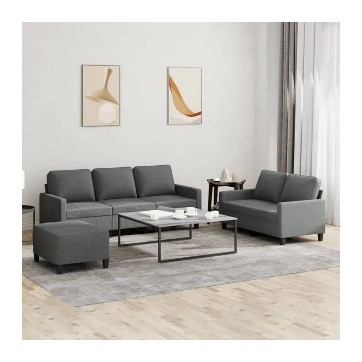 Vidaxl 3-teiliges Lounge-Set aus Stoff in Anthrazit und Grau im modernen Design - Bild 1