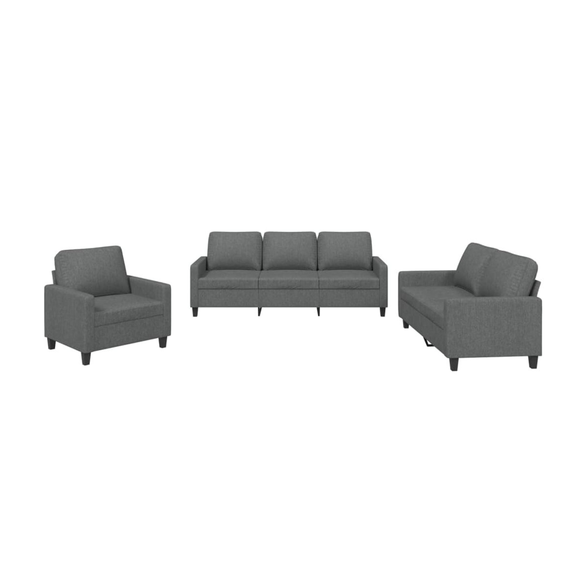 Vidaxl 3-teiliges Lounge-Set in Anthrazit und Grau mit Stoffbezug und modernem Design - Bild 2