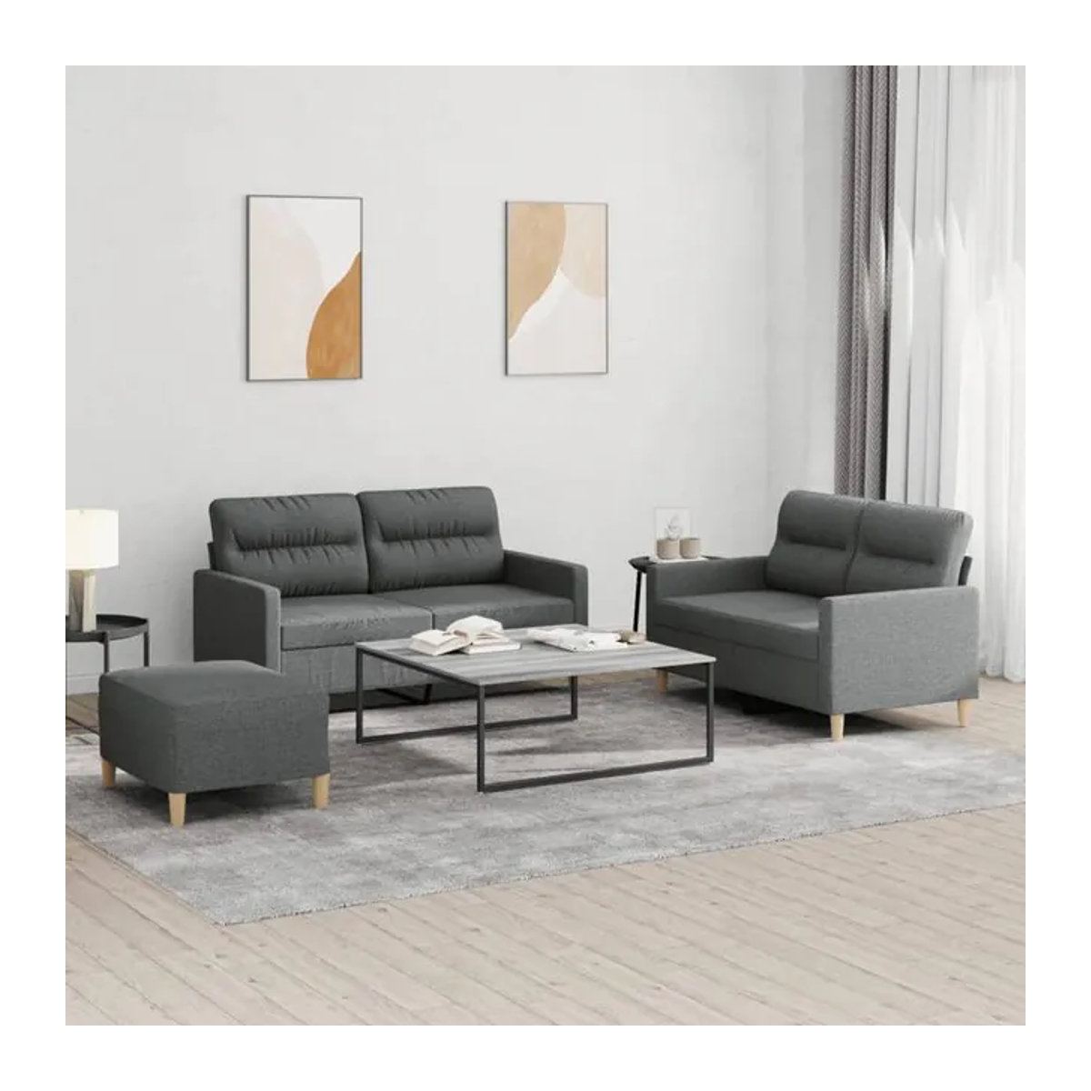 Vidaxl 3-teiliges Lounge-Set mit Stoffbezug in Grau im modernen Design - Bild 1
