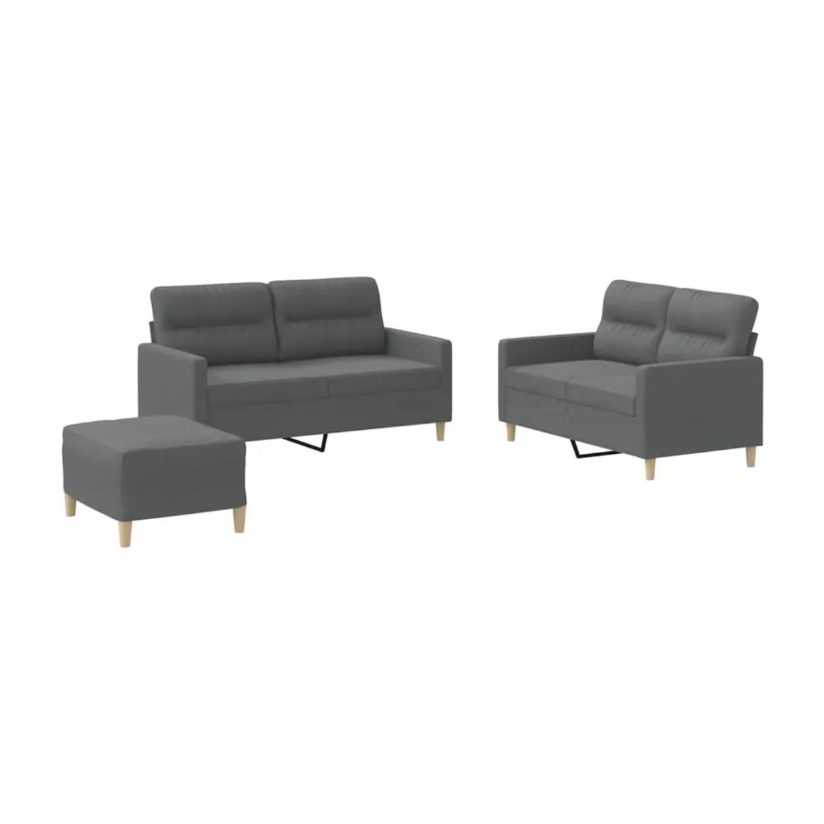 Vidaxl 3-teiliges Lounge-Set mit Stoffbezug in Grau im modernen Design - Bild 2
