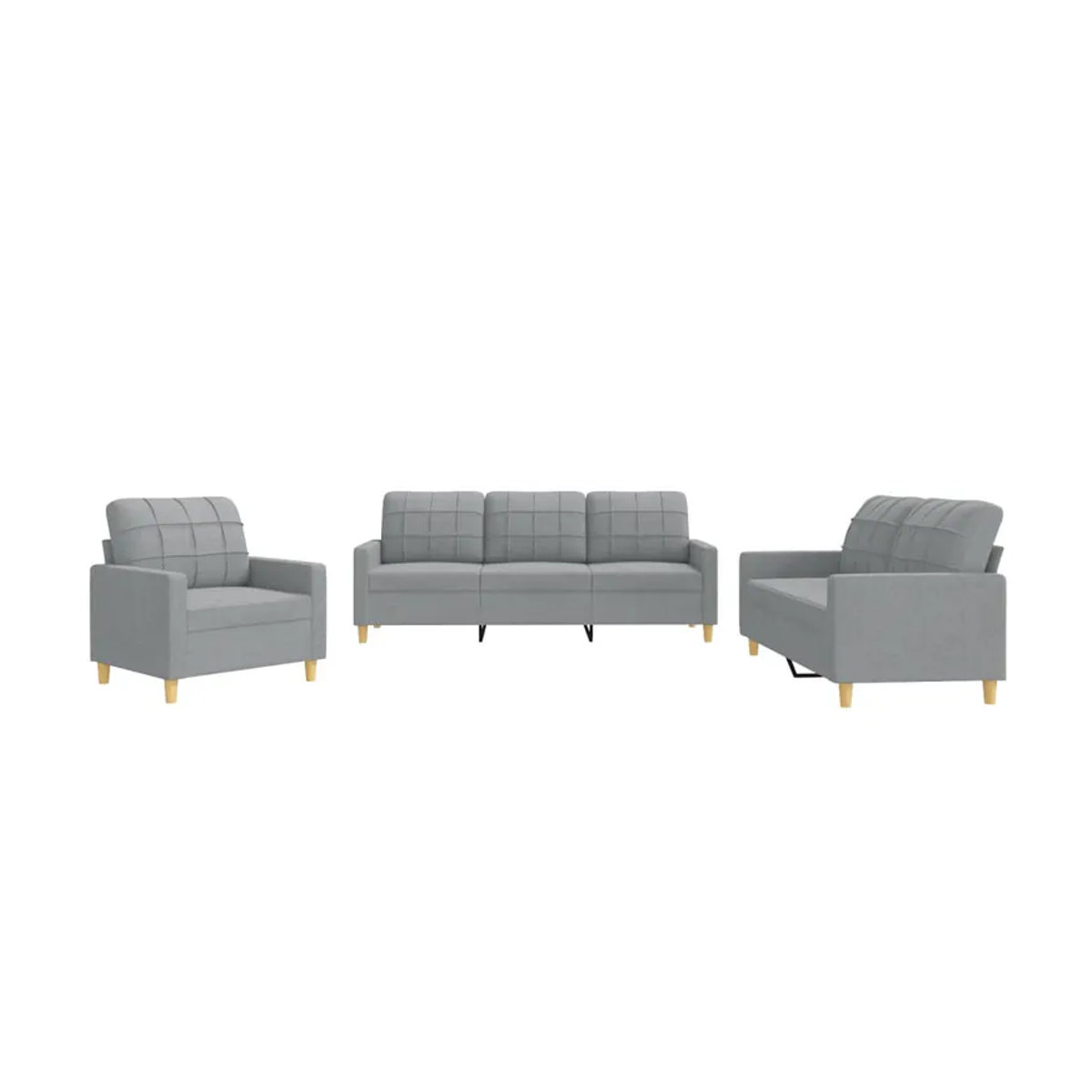 Vidaxl 3-teiliges Lounge-Set Modern aus Stoff in Grau - Bild 2