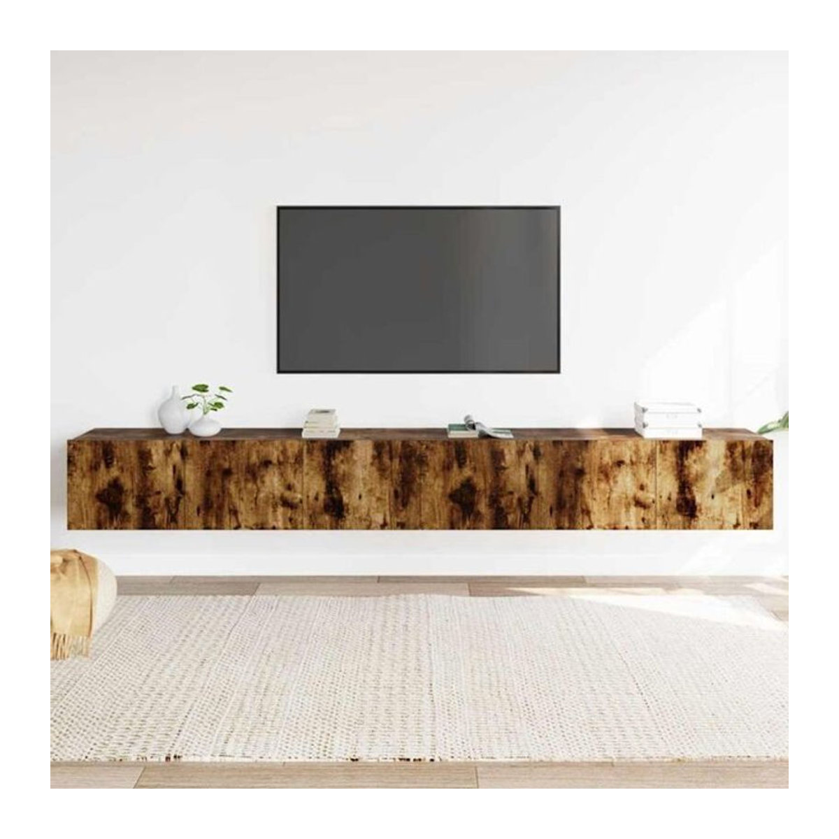 Vidaxl 3-teiliges TV-Schrank-Set aus Holzwerkstoff in Räuchereiche, Farben Braun und Grau, im klassischen Design - Bild 1