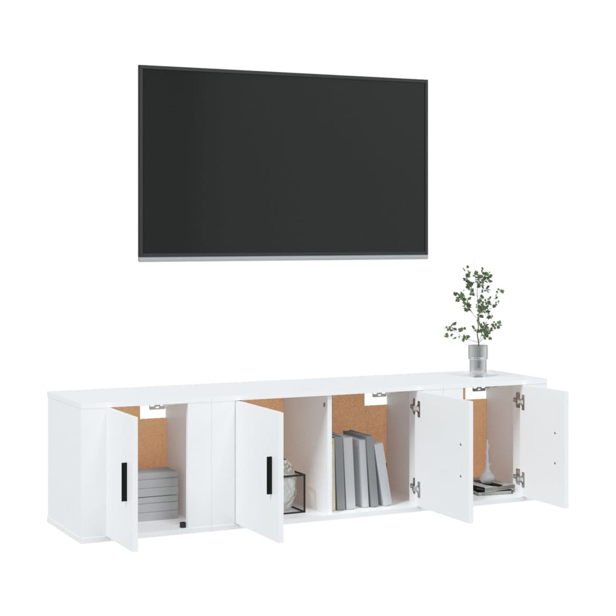 Vidaxl 3-teiliges TV-Schrank-Set aus Holzwerkstoff in Weiß im klassischen und minimalistischen Design - Bild 3