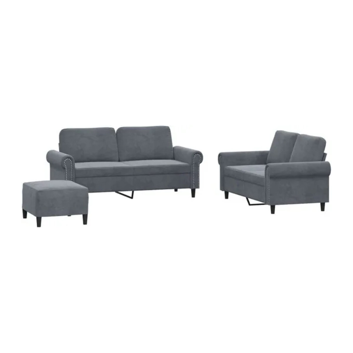 Vidaxl 3-tlg. Sofagarnitur in Anthrazit aus Samt mit Metallgestell im modernen Design - Bild 1