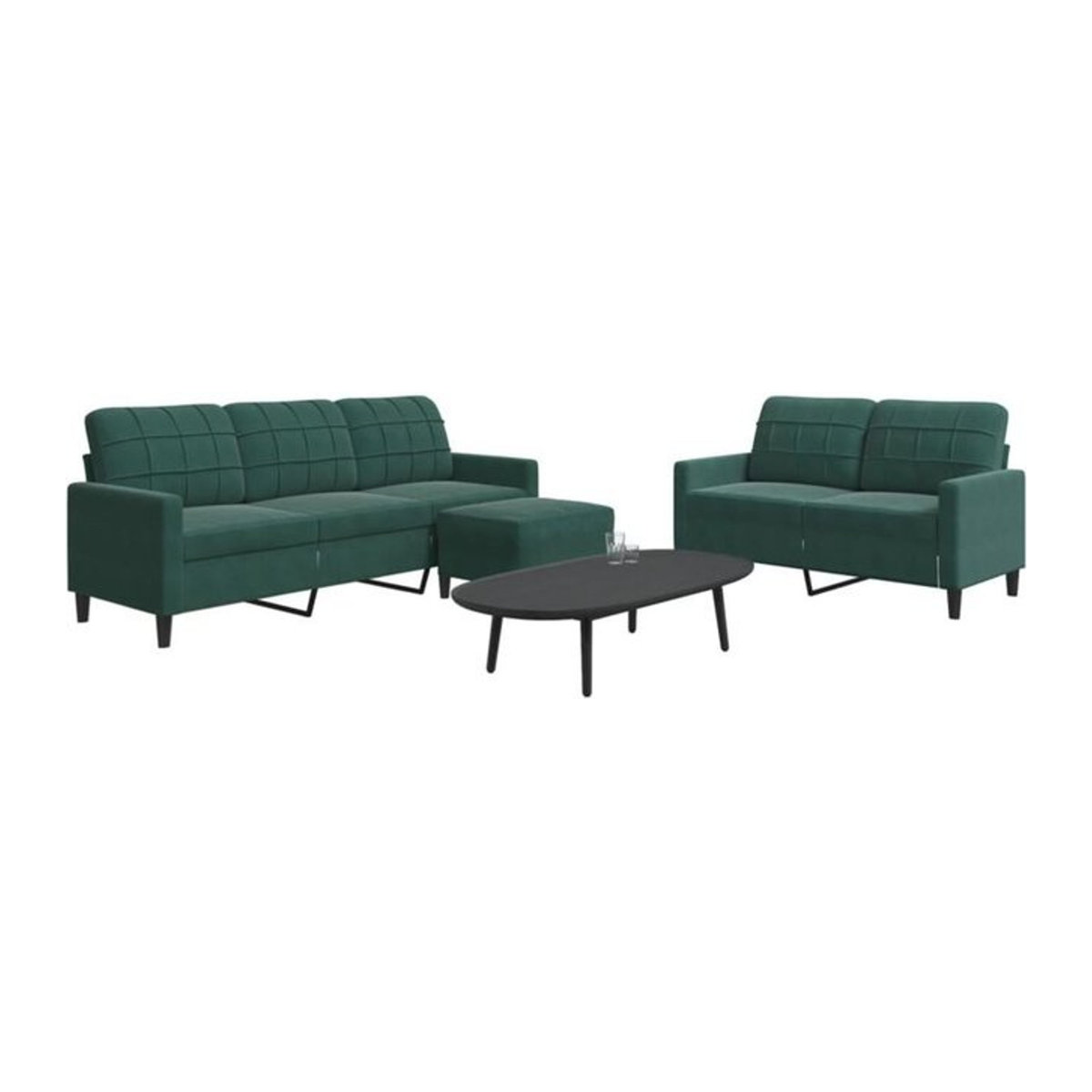 Vidaxl 3-tlg. Sofagarnitur mit Kissen in Dunkelgrün aus Samt im modernen Design - Bild 1