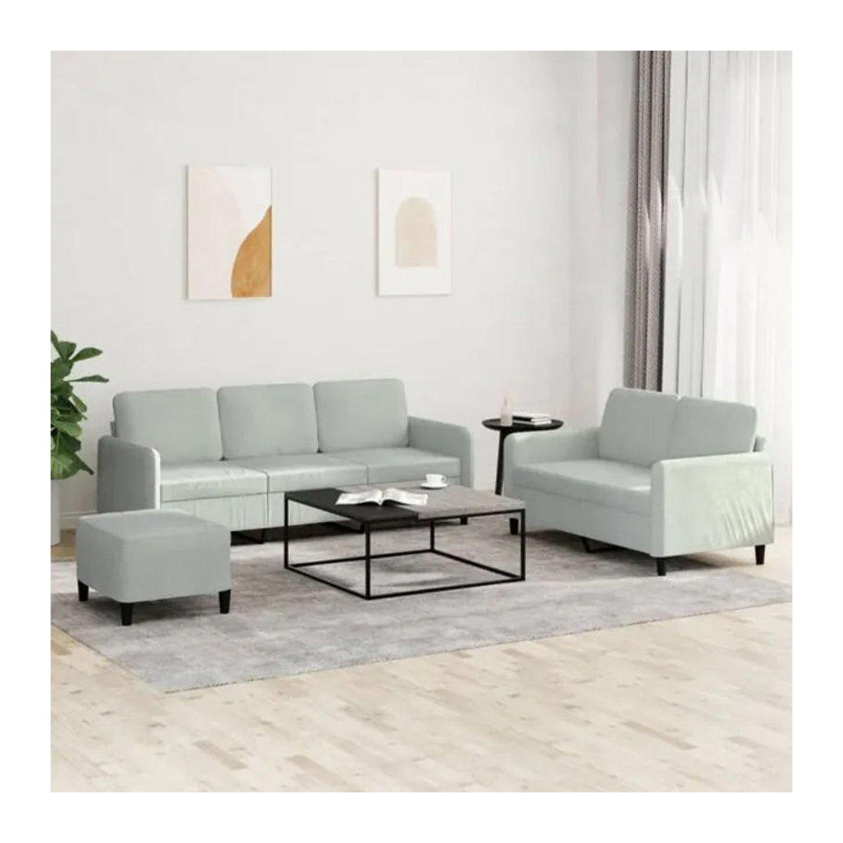 Vidaxl 3-tlg. Sofagarnitur Modern in Grau aus Samt - Bild 1