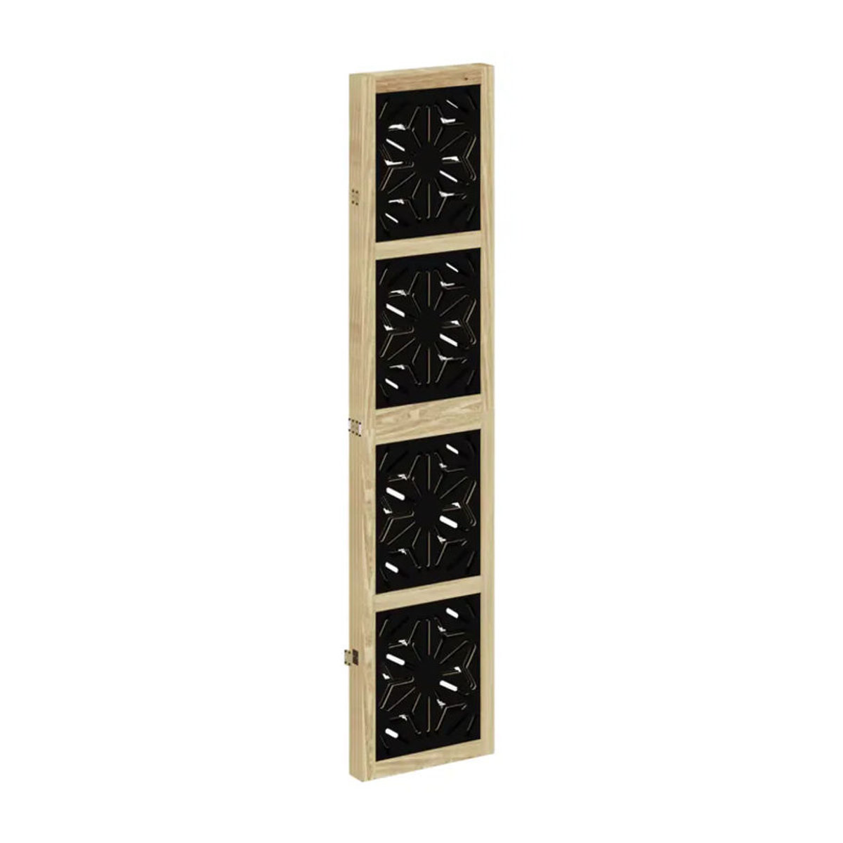 VIDAXL 4-teiliger Raumteiler aus massivem Holz in Braun, Schwarz und Gelb, moderner Sichtschutz mit geometrischem Design, H x B x T: 180 x 40 x 40 cm - Bild 5
