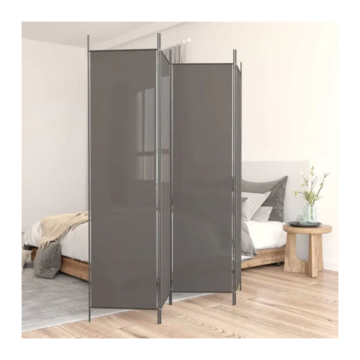 VIDAXL 4-teiliger Stoff-Raumteiler in Grau, faltbarer Sichtschutz als minimalistische Dekoration, B/H: 200 x 200 cm - Bild 1