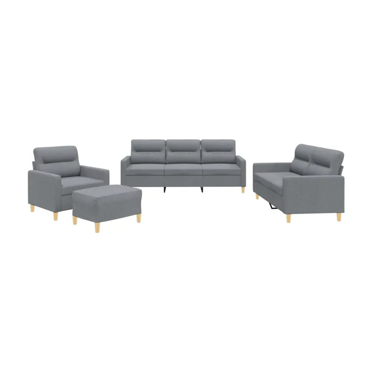 Vidaxl 4-teiliges Lounge-Set in Grau mit Stoffbezug im modernen Design - Bild 2