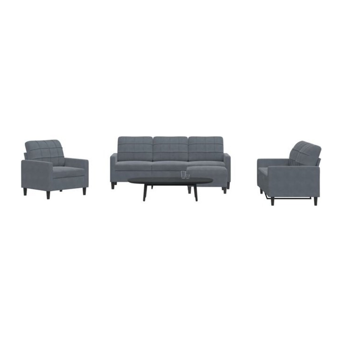 Vidaxl 4-tlg. Sofagarnitur in Anthrazit mit Kissen aus Samt und Metallbeinen im modernen Design - Bild 1