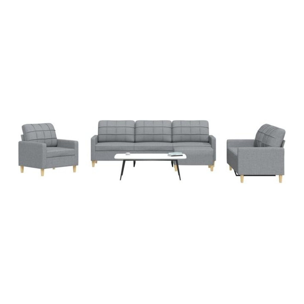 Vidaxl 4-tlg. Sofagarnitur mit Fußhocker in Grau aus Stoff und Metall im modernen Design - Bild 1