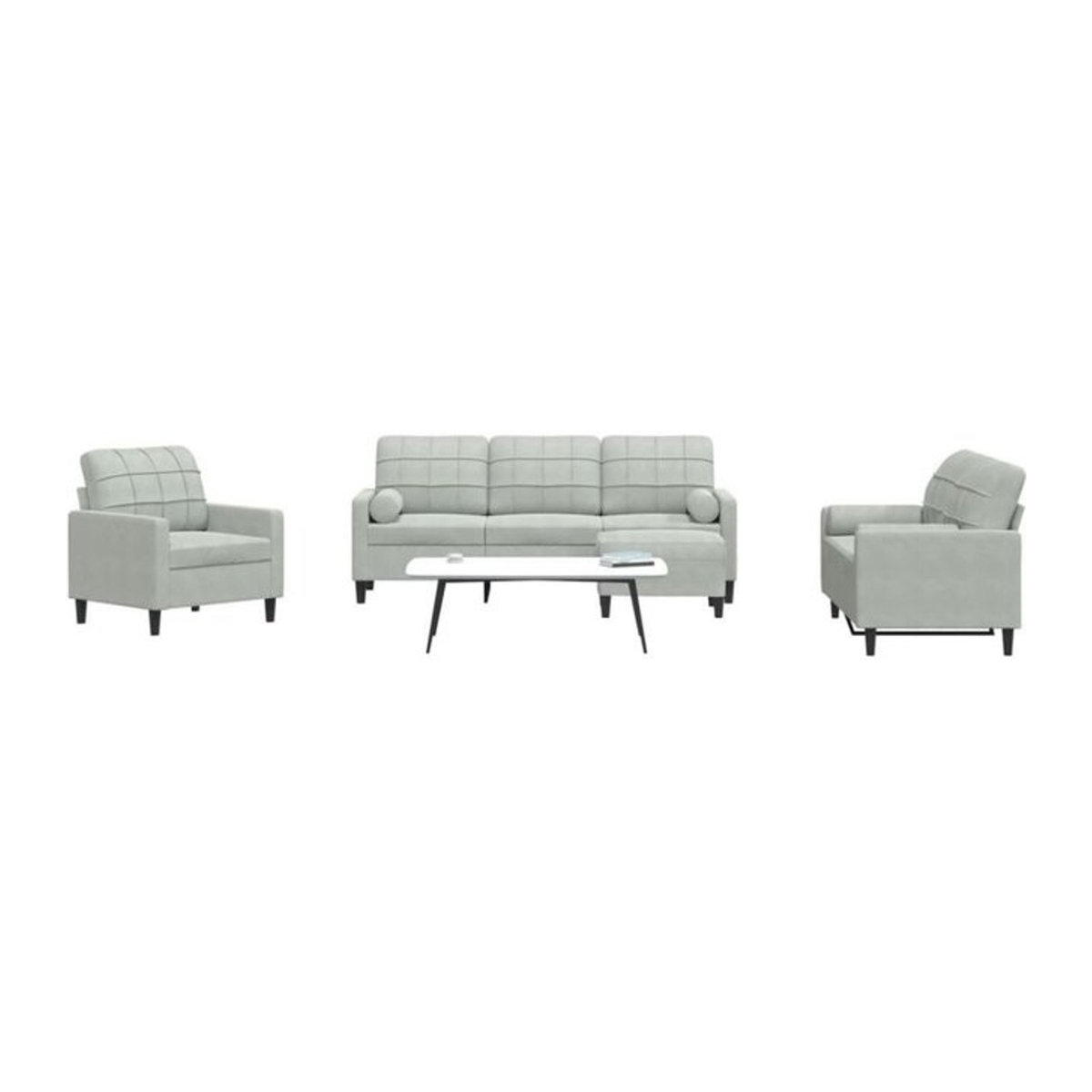 Vidaxl 4-tlg. Sofagarnitur Modern aus Samt mit Kissen und Nackenrollen in Grau - Bild 1