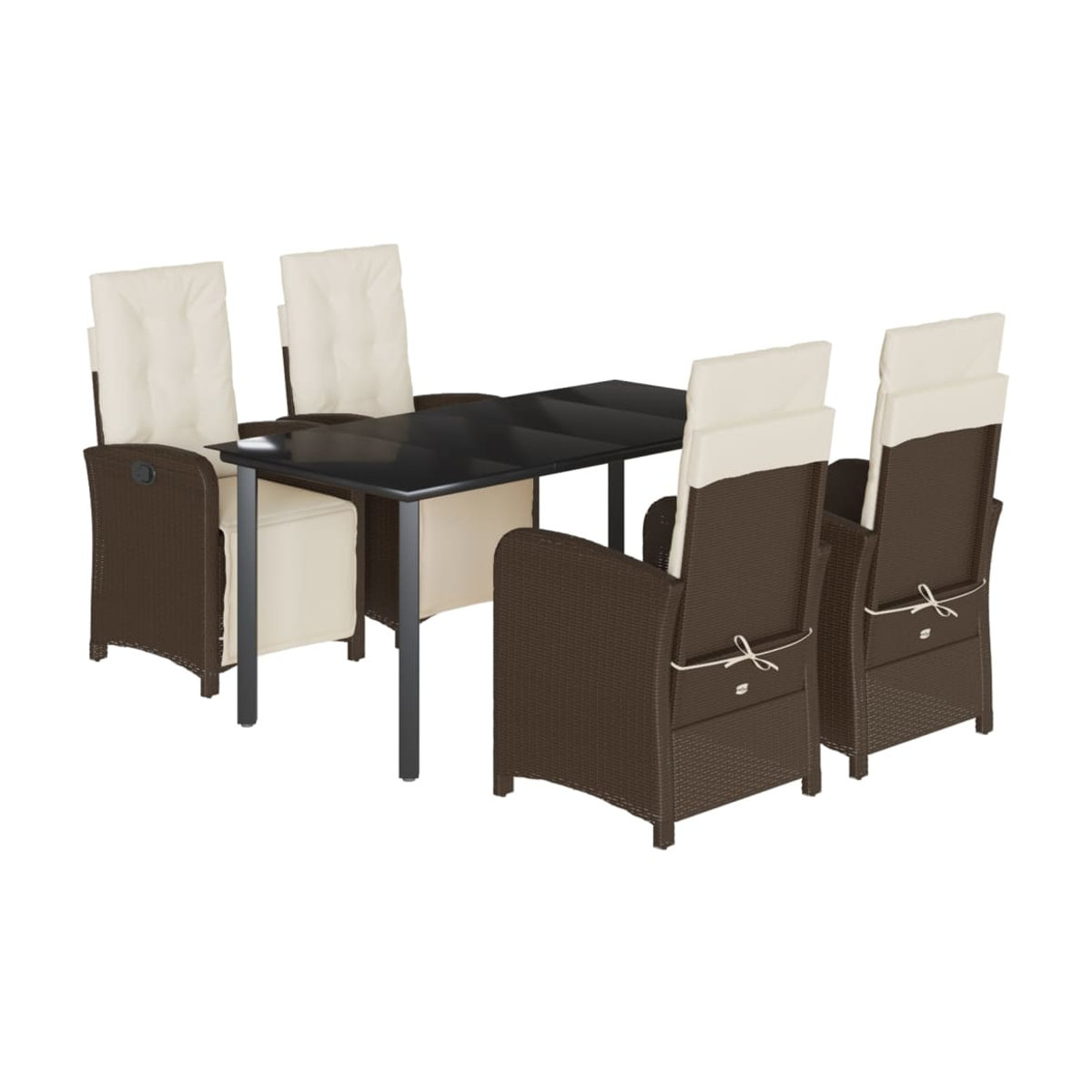 Vidaxl 5-teiliges Gartenmöbel-Set aus Polyrattan mit Kissen und Glas in Braun - Bild 2