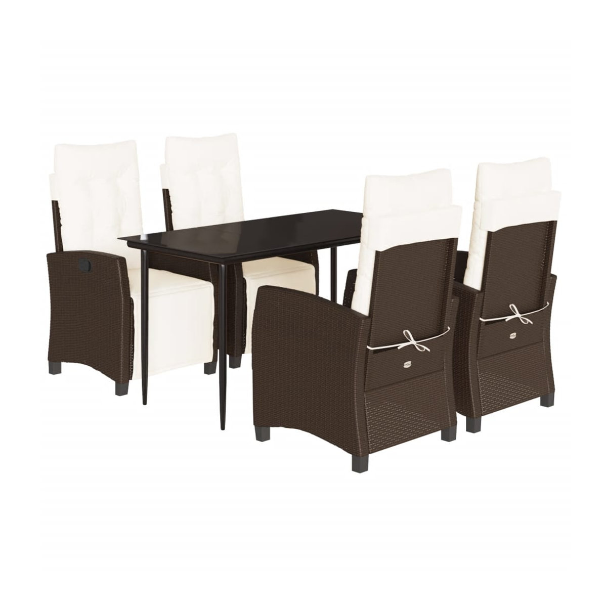 Vidaxl 5-teiliges Gartenmöbel-Set aus Polyrattan mit Kissen und Glastisch in Braun im modernen Design - Bild 3