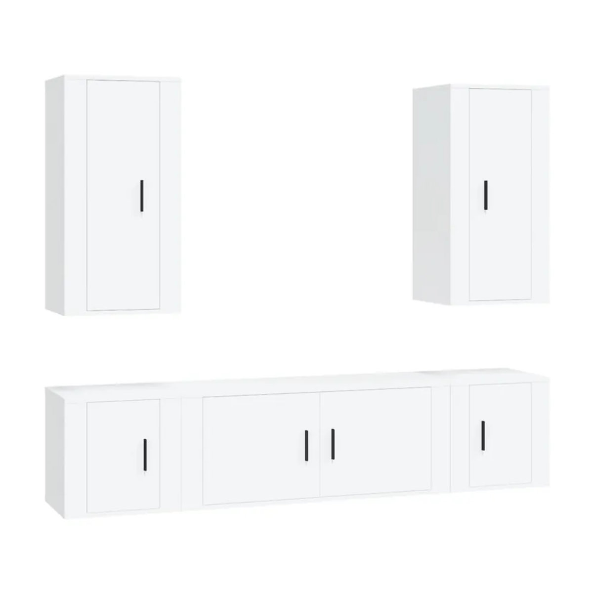 Vidaxl 5-teiliges TV-Schrank-Set aus Holzwerkstoff in Weiß im modernen klassischen Design - Bild 2