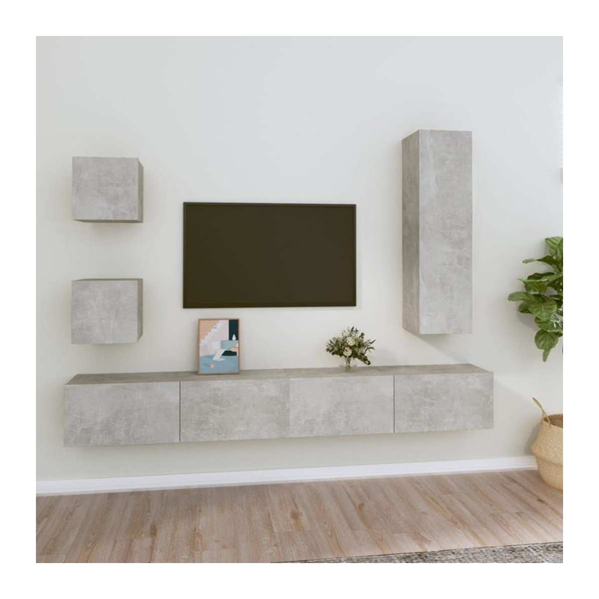 Vidaxl 5-teiliges TV-Schrank-Set in Grau im modernen Design aus Holzwerkstoff - Bild 1