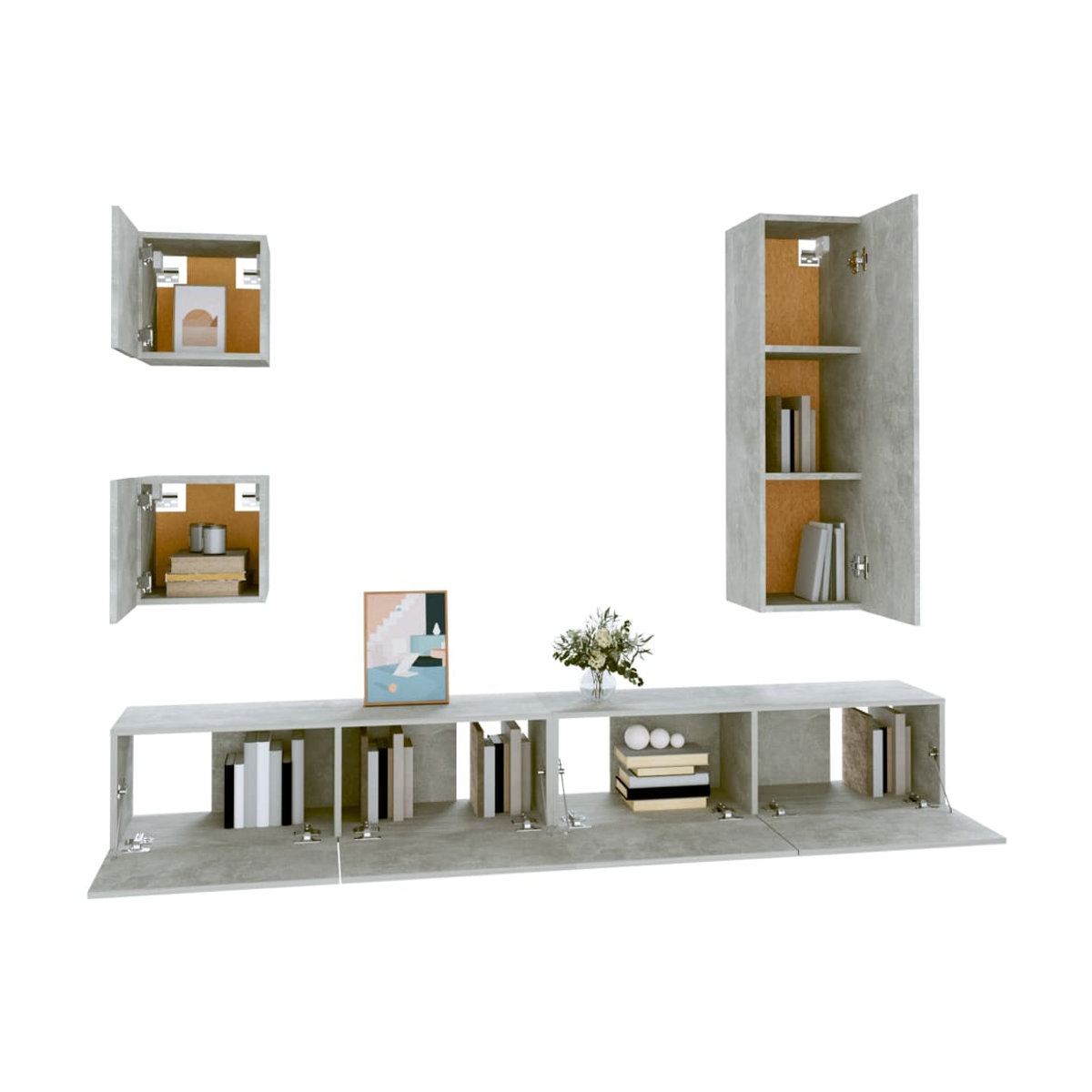 Vidaxl 5-teiliges TV-Schrank-Set in Grau im modernen Design aus Holzwerkstoff - Bild 2