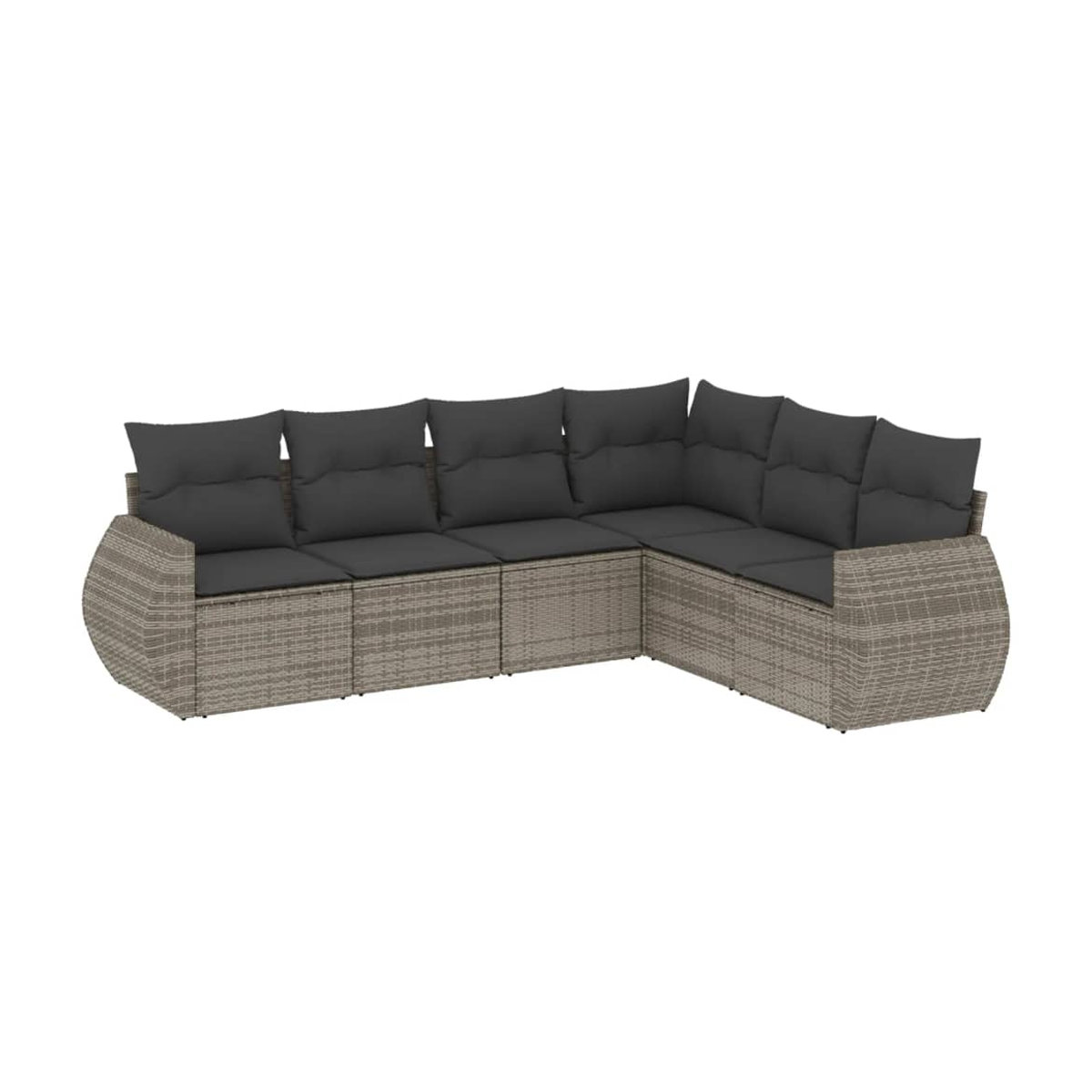 Vidaxl 6-teiliges Gartenmöbel-Set aus Polyrattan mit Kissen, Grau - Bild 2