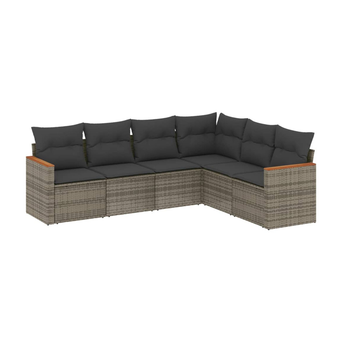 Vidaxl 6-teiliges Gartenmöbel-Set aus Polyrattan mit Kissen, Grau - Bild 2
