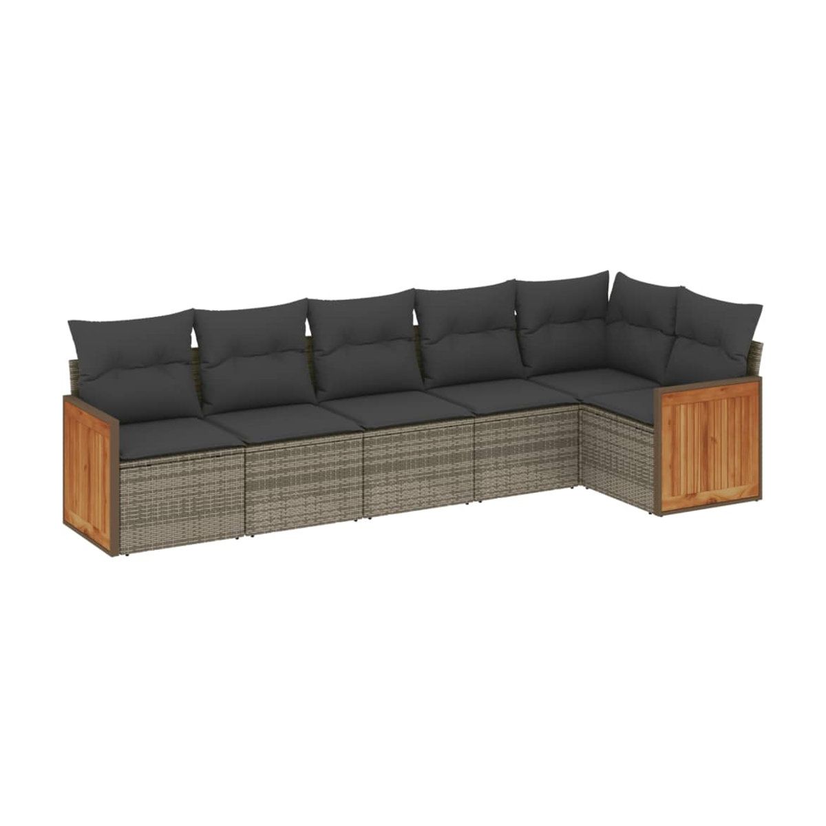 Vidaxl 6-teiliges Gartenmöbel-Set aus Polyrattan mit Kissen, Grau - Bild 2