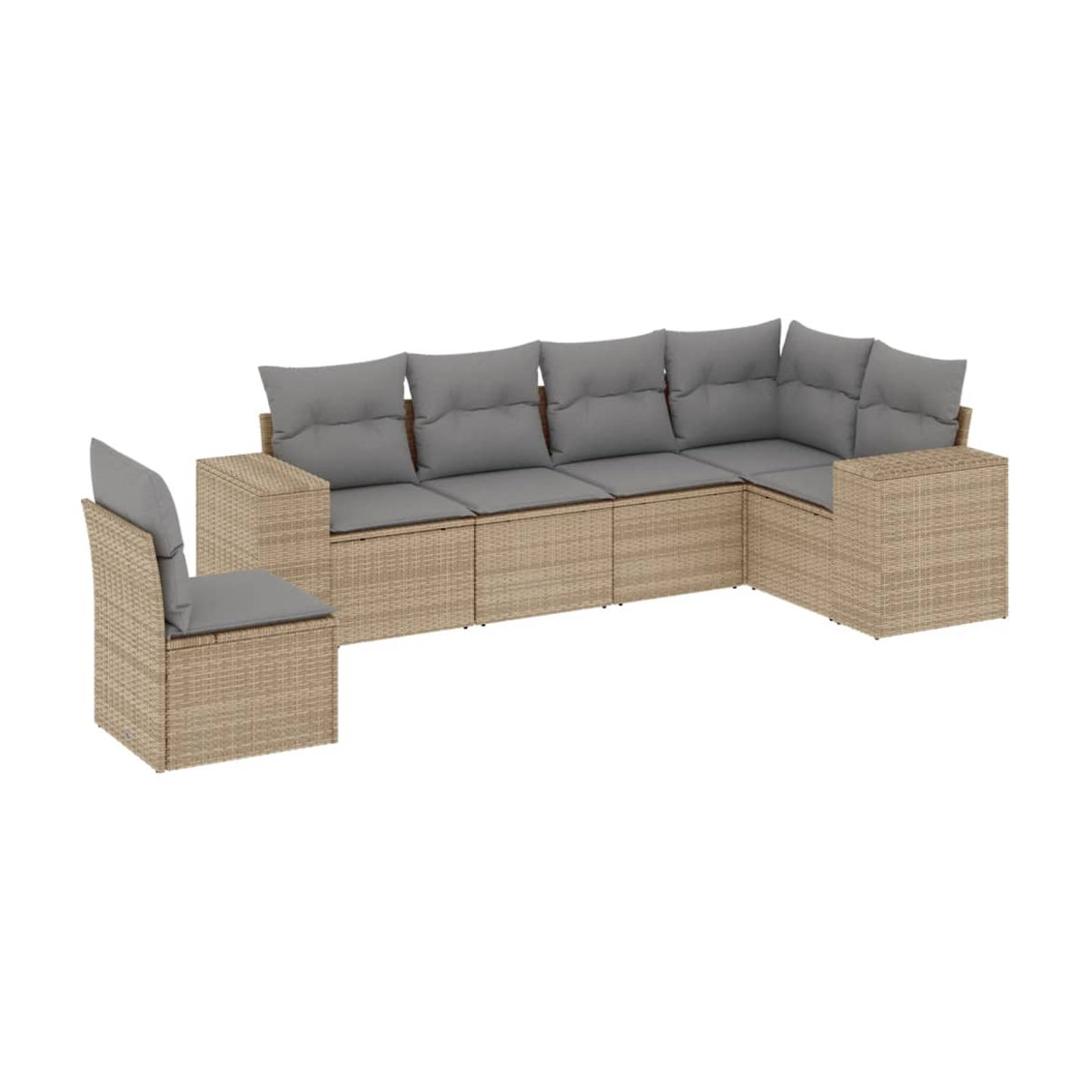 Vidaxl 6-teiliges Gartenmöbel-Set aus Polyrattan mit Kissen in Beige - Bild 3